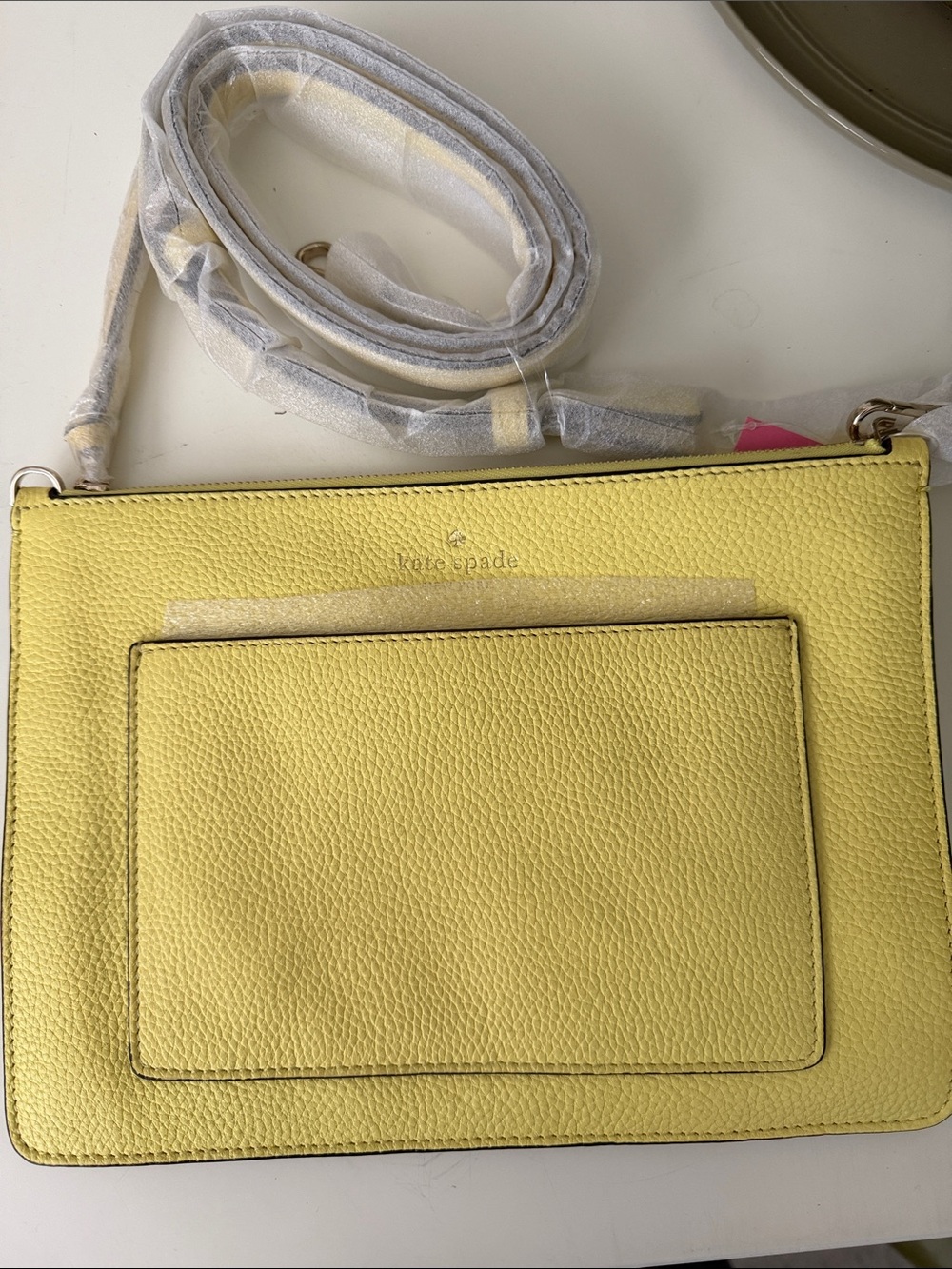 kate spade Textured Yellow Pebbled Crossbody